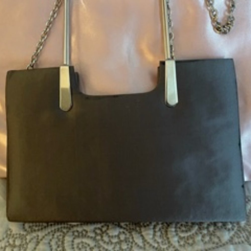 Inge Christopher Leather & Chrome Hand Clutch